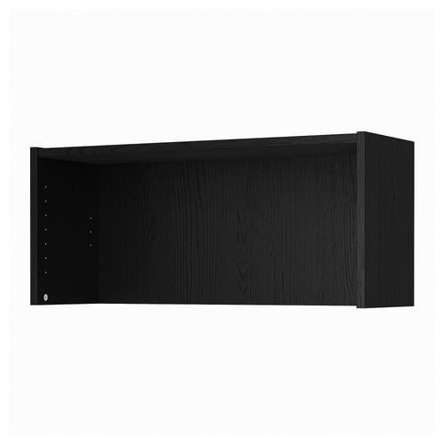 Black BILLY shelf extension, rectangular, wall-mounted, flat design, made of particleboard and plastic edging.