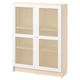 Option: BILLY / HÖGADAL Bookcase with doors, birch effect, 80x30x106 cm