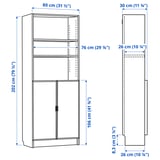 BILLY / HÖGBO Bookcase with glass doors, white, 80x30x202 cm