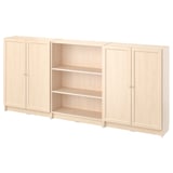 BILLY / OXBERG Bookcase combination with doors, birch effect, 240x30x106 cm