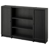 BILLY / OXBERG Bookcase combination with doors, black oak effect, 160x106 cm