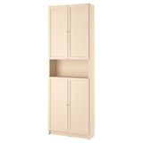 BILLY / OXBERG Bookcase w doors/extension unit, birch effect, 80x30x237 cm
