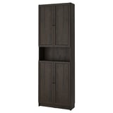 BILLY / OXBERG Bookcase w doors/extension unit, dark brown oak effect, 80x30x237 cm
