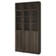 BILLY / OXBERG Bookcase w hght ext ut/pnl/glss drs, dark brown oak effect/clear glass, 120x30x237 cm