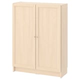 BILLY / OXBERG Bookcase with doors, birch effect, 80x30x106 cm