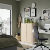 BILLY / OXBERG Bookcase with doors, birch effect, 80x30x106 cm