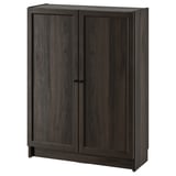 BILLY / OXBERG Bookcase with doors, dark brown oak effect, 80x30x106 cm