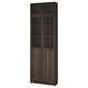 BILLY / OXBERG Bookcase with glass doors, dark brown oak effect/clear glass, 80x30x237 cm