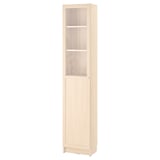 BILLY / OXBERG Bookcase with panel/glass door, birch effect, 40x30x202 cm