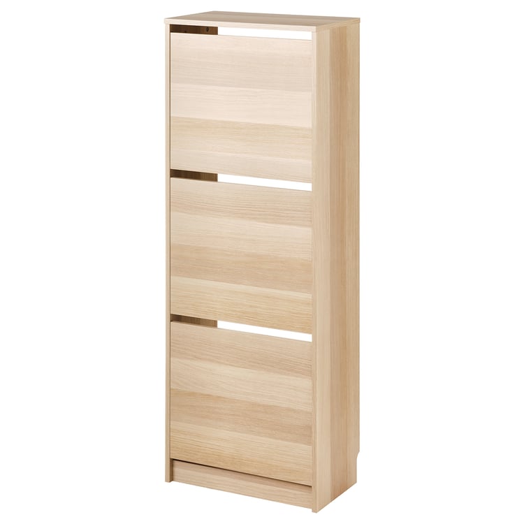 BISSA shoe with 3 compartments, oak effect, 49x28x135 cm IKEA