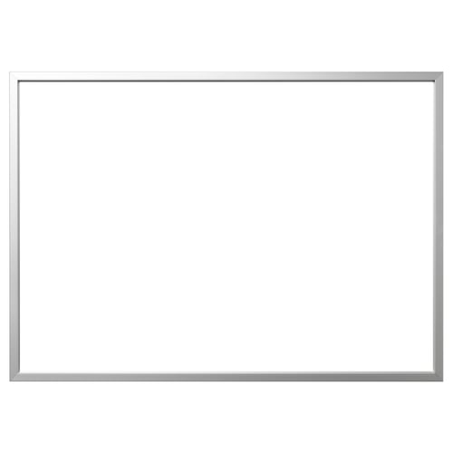 A silver BJÖRKSTA frame, anodized aluminium, for wall art display.