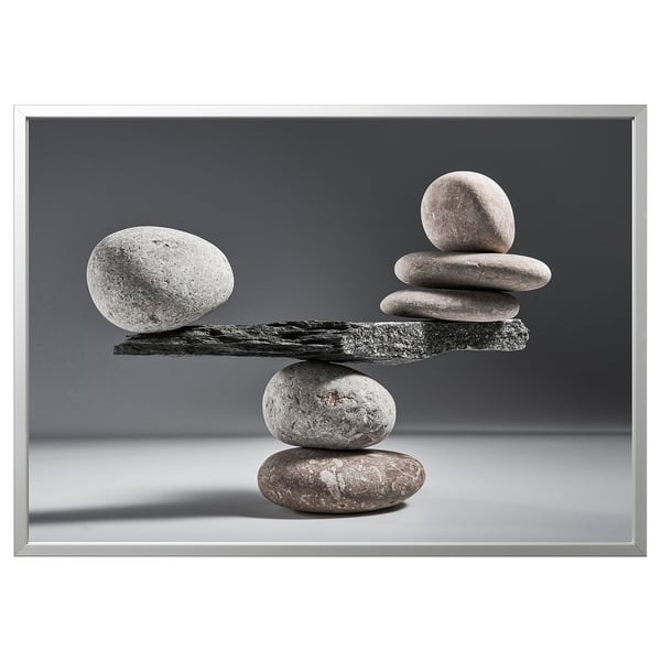 BJÖRKSTA large grey rock picture frame. Minimalist, square shape with stacked stone design, modern decor.