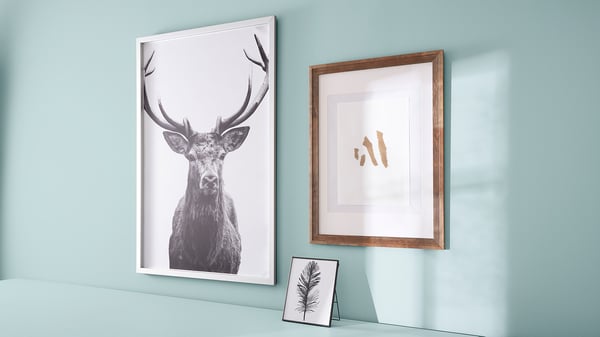 BJÖRKSTA Picture with frame, Horns/aluminium-colour, 78x118 cm