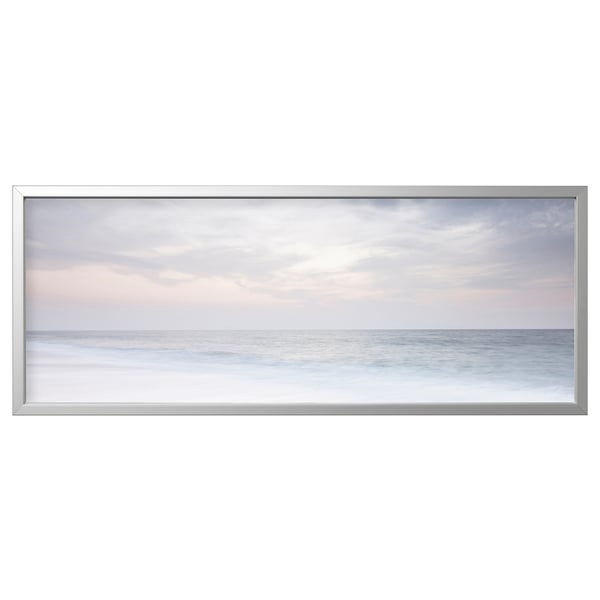 BJÖRKSTA Picture with frame, ocean lull/aluminium-colour, 140x56 cm