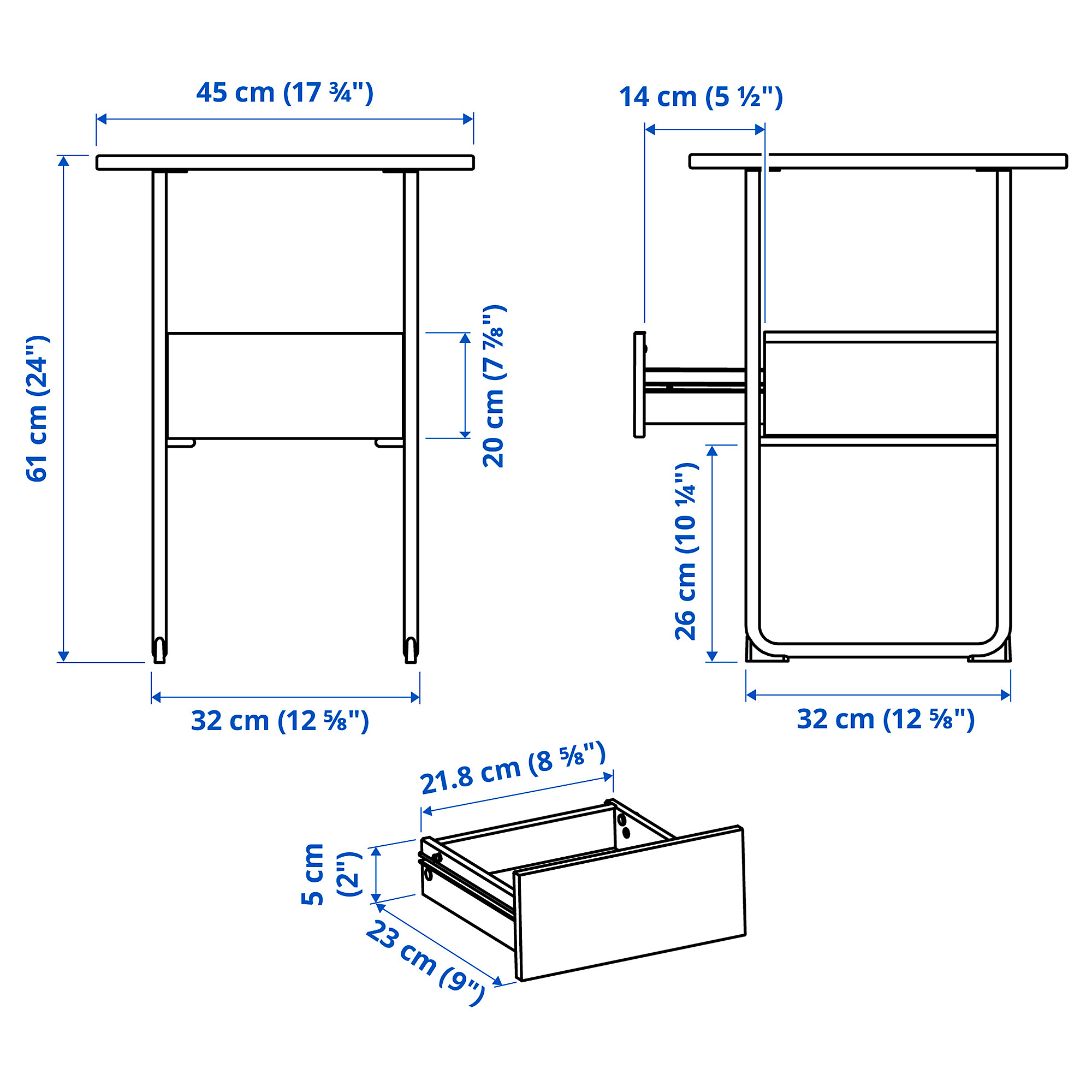 Illustration with measurements for the product: BLANKHÄLLAN.