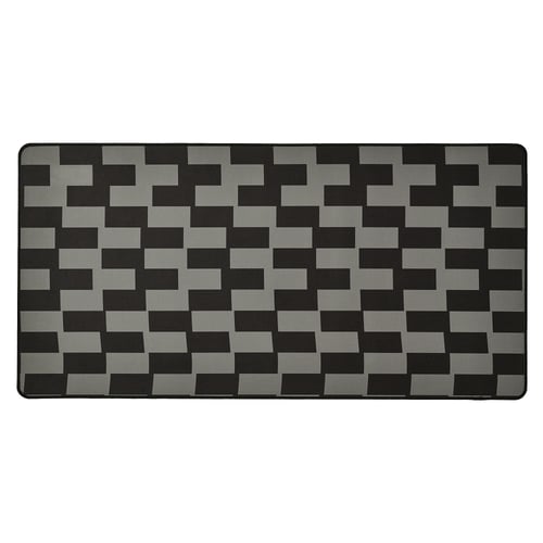 Black and grey chequered gaming mouse pad, rectangle, smooth, recycled polyester top.
