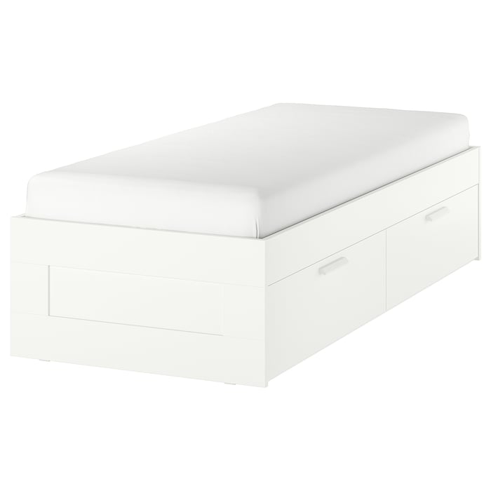 BRIMNES Bed frame with storage, white/Lönset, 90x200 cm IKEA