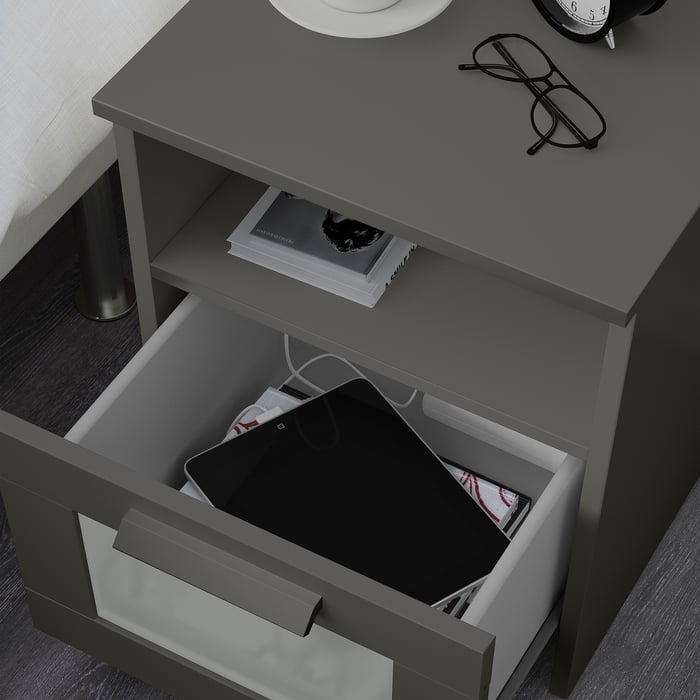 BRIMNES bedside table, grey, 39x41 cm IKEA