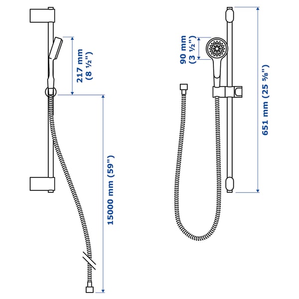 BROGRUND Riser rail with handshower kit, chrome-plated
