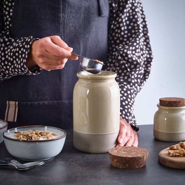 BRUGDHAJ Jar with lid, beige, 1.2 l