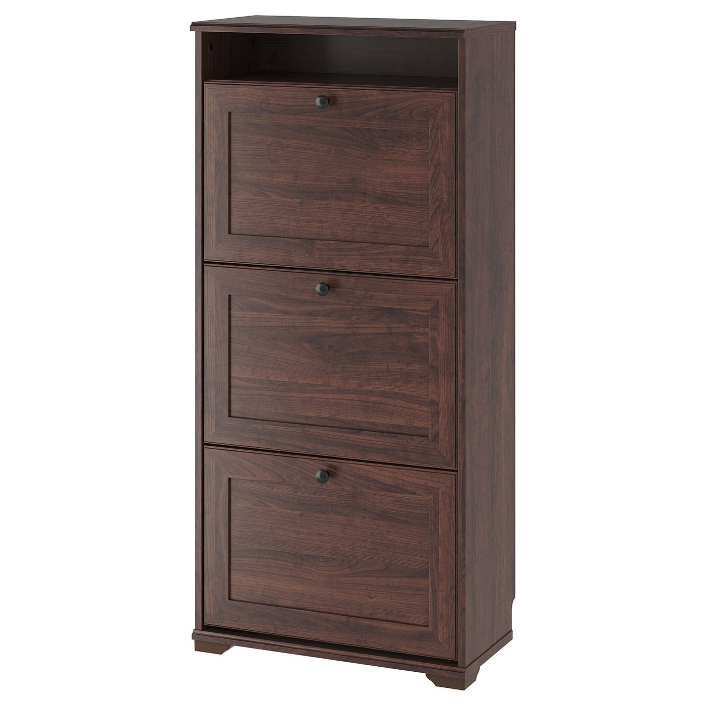 BRUSALI shoe cabinet with 3 compartments, brown, 61x30x130