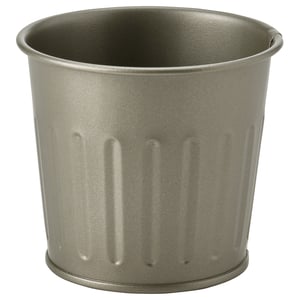 CITRONMELISS - grey metal planter, cylindrical shape, ribbed design, galvanised steel with powder coating.