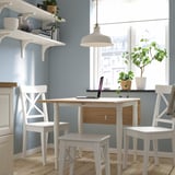 DANDERYD / INGOLF Table and 2 chairs, oak veneer white/white, 74/134x80 cm