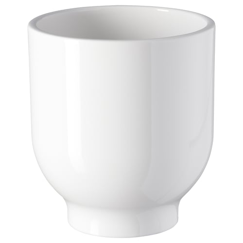 DRÖMSK white ceramic planter, sleek cylindrical shape.