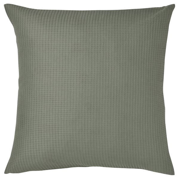 EBBATILDA square cushion, light grey-green, waffle texture cotton.
