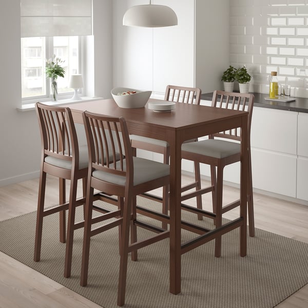 Ekedalen Bar Table And 4 Bar Stools Brown Orrsta Light Grey Ikea