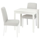 EKEDALEN / BERGMUND Table and 2 chairs, white/Orrsta light grey white, 80/120 cm