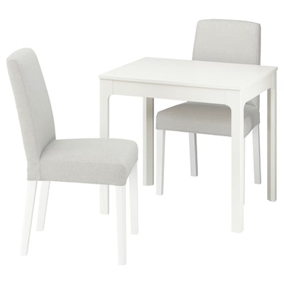 EKEDALEN / BERGMUND Table and 2 chairs, white/Orrsta light grey white, 80/120 cm