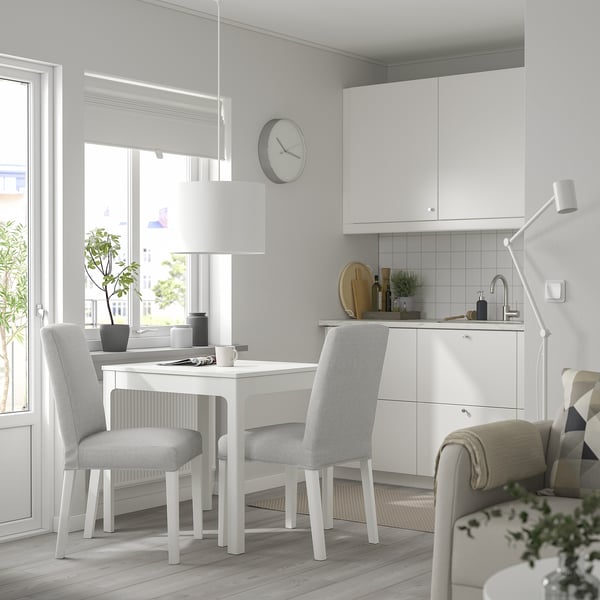 EKEDALEN / BERGMUND Table and 2 chairs, white/Orrsta light grey white, 80/120 cm