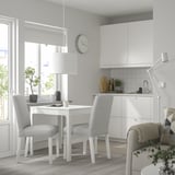 EKEDALEN / BERGMUND Table and 2 chairs, white/Orrsta light grey white, 80/120 cm