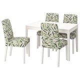 EKEDALEN / BERGMUND Table and 4 chairs, white/Fågelfors multicolour, 120/180 cm