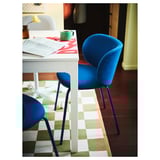 EKEDALEN / KRYLBO Table and 2 chairs, white/Tonerud blue, 80/120 cm