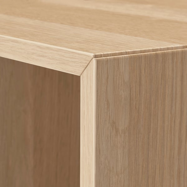 EKET Cabinet combination with feet, white/stained oak effect light grey-blue, 70x35x72 cm