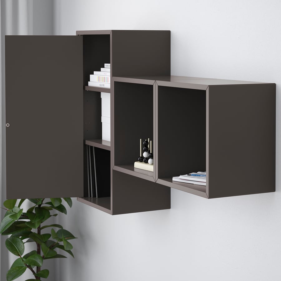 EKET w door and 2 shelves, dark grey, 35x25x70 cm IKEA