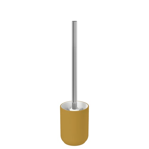 EKOLN golden bathroom brush holder. Sleek cylindrical design with stainless steel handle.