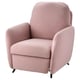 Light pink EKOLSUND recliner with padded armrests and high back for neck support, designed for comfort and durability.