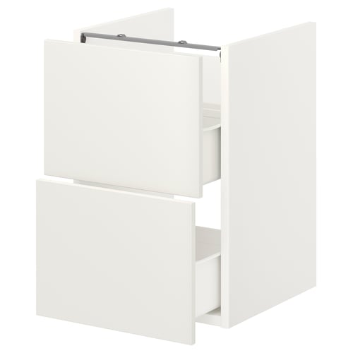 ENHET white 2-drawer bathroom cabinet: sleek, rectangular, modern design for neat storage.