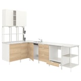 ENHET Corner kitchen, white/oak effect white