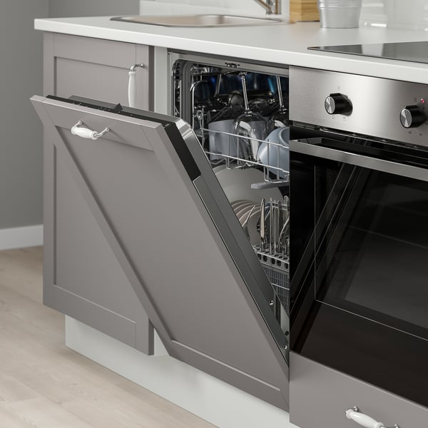 ENHET Kitchen, white/grey frame, 223x63.5x222 cm