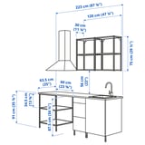 ENHET Kitchen, white/oak effect, 223x63.5x222 cm