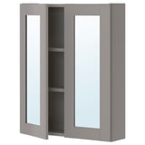 ENHET Mirror cabinet with 2 doors, grey/grey frame, 60x17x75 cm