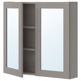 ENHET Mirror cabinet with 2 doors, grey/grey frame, 80x17x75 cm