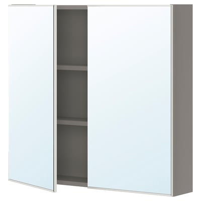 ENHET Mirror cabinet with 2 doors, grey, 80x17x75 cm