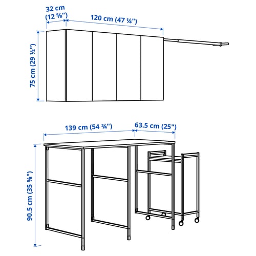 Illustration with measurements for the product: ENHET.