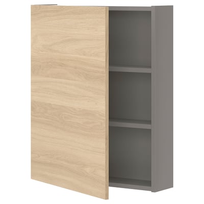 ENHET Wall cb w 2 shlvs/door, grey/oak effect, 60x17x75 cm