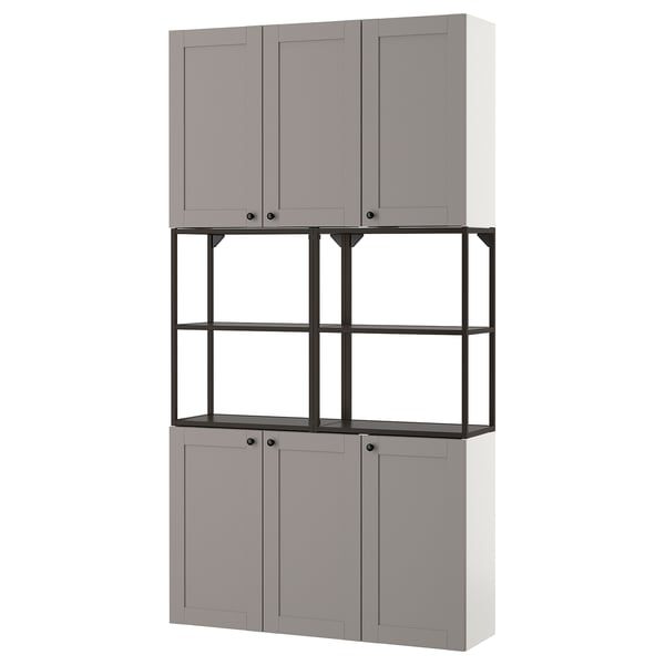 Enhet تشكيلة تخزين حائطية فحمي رمادي هيكل Ikea